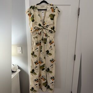 Abercrombie & Fitch Cream Maxi Dress with Orange and Green Print